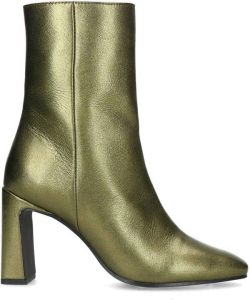 Sacha Dames Groene metallic enkellaarsjes met hak
