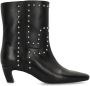 Sacha Dames Zwarte leren enkellaarsjes met zilverkleurige studs - Thumbnail 1