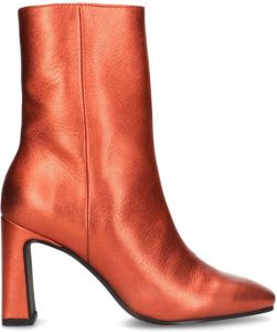 Sacha Dames Oranje metallic enkellaarsjes met hak