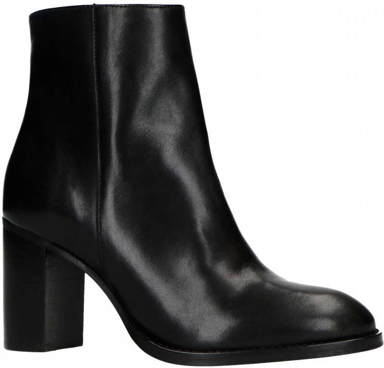 Sacha Dames Zwarte leren enkellaarsjes met hak