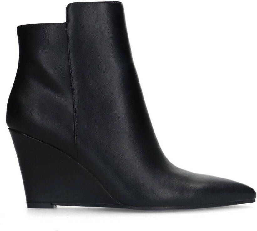 Sacha Dames Zwarte leren enkellaarsjes met sleehak Schoenen