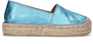Sacha Dames Metallic blauwe leren espadrilles
