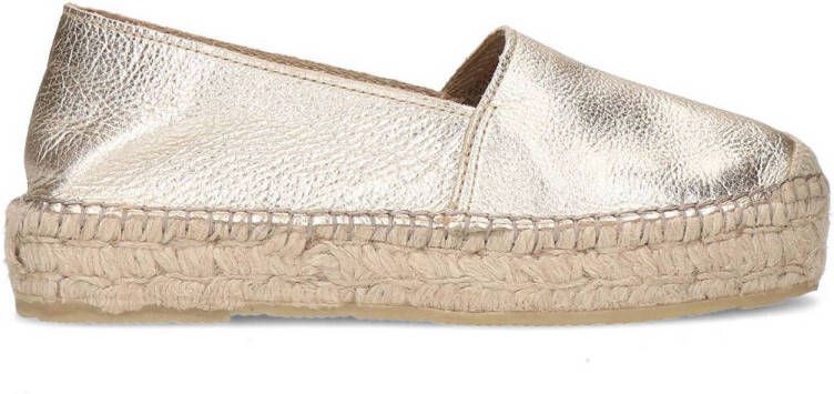 Sacha leren espadrilles goud metallic