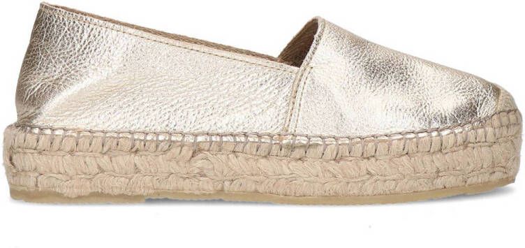 Sacha Dames Metallic goudkleurige leren espadrilles