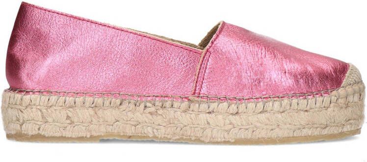 Sacha Dames Metallic roze leren espadrilles