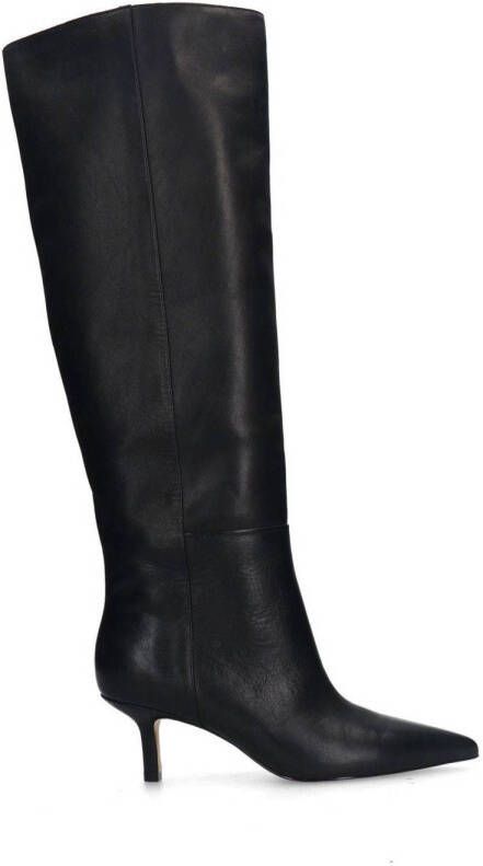 Sacha Dames Zwarte hoge leren laarzen met naaldhak