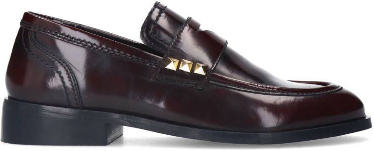 Sacha Dames Bordeaux leren loafers met studs