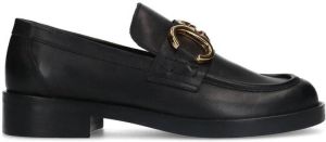Sacha Dames Zwarte leren loafers met goudkleurige chain