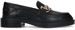 Sacha Dames Zwarte leren loafers met chain