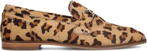 Sacha Dames Leren luipaardprint loafers met goudkleurige gesp