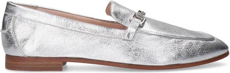 Sacha Dames Zilveren leren loafers met chain