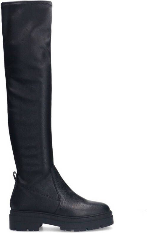 Sacha Dames Zwarte hoge leren overknee laarzen