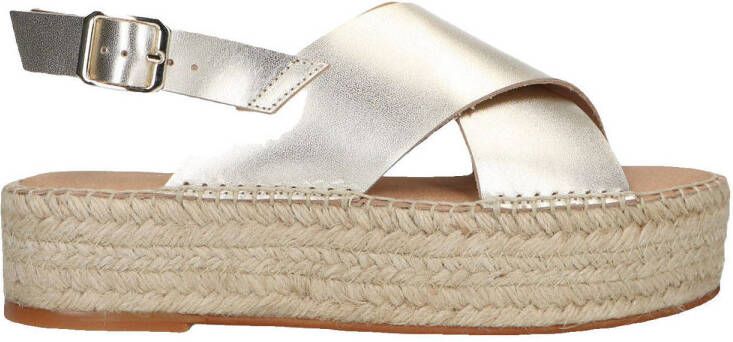 Sacha Dames Goudkleurige leren plateau sandalen - Schoenen.nl