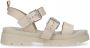 Sacha Dames Beige leren plateau sandalen met gespen - Thumbnail 1