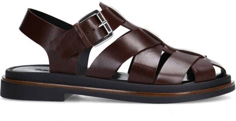 Sacha Dames Donkerbruine leren sandalen