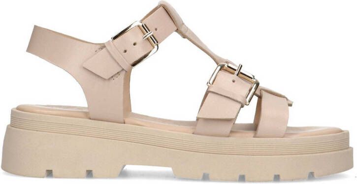 Sacha Dames Off white leren plateau sandalen