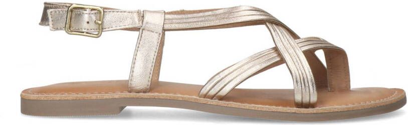 Sacha Dames Gouden leren sandalen met gekruiste bandjes