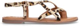 Sacha Dames Leopard sandalen met gekruiste bandjes