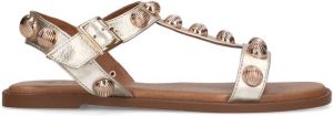 Sacha Dames Goudkleurige leren sandalen met studs