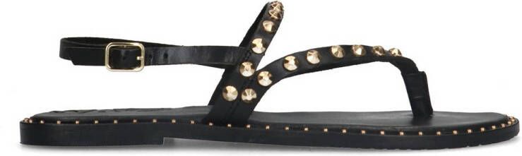 Sacha leren sandalen met studs zwart