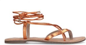 Sacha Dames Oranje metallic leren sandalen