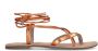 Sacha Dames Oranje metallic leren sandalen - Thumbnail 1