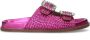 Sacha Dames Roze leren slippers met strass gespen - Thumbnail 1
