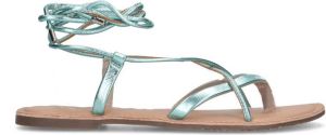 Sacha Dames Mintgroene metallic leren sandalen