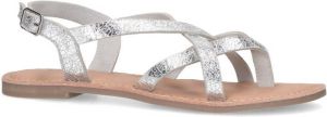 Sacha Dames Zilverkleurige leren sandalen met gekruiste bandjes