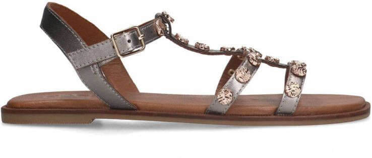 Sacha Dames Zilveren sandalen met goudkleurige details