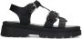 Sacha Dames Zwarte leren plateau sandalen - Thumbnail 1