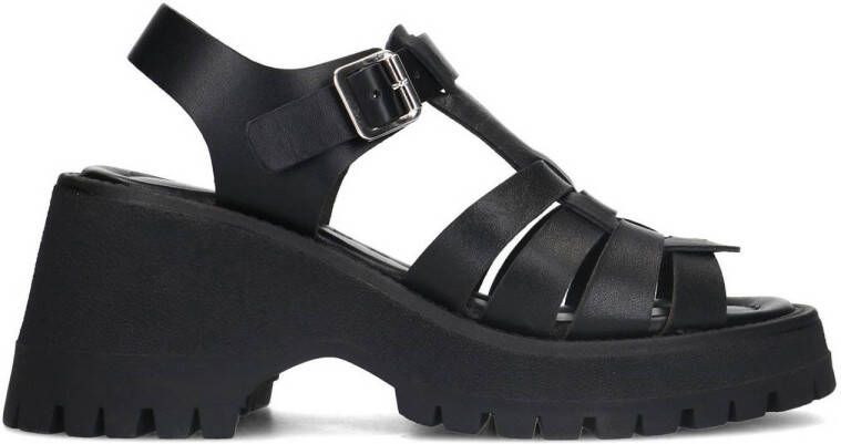 Sacha Dames Zwarte leren sandalen