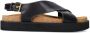 Sacha Dames Zwarte leren plateau sandalen - Thumbnail 1