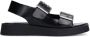 Sacha Dames Zwarte leren plateau sandalen met zilverkleurige buckles - Thumbnail 1