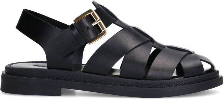 Sacha Dames Zwarte leren sandalen