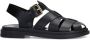 Sacha Dames Zwarte leren sandalen - Thumbnail 1