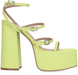 Sacha Dames Limegroene sandalen met plateau hak