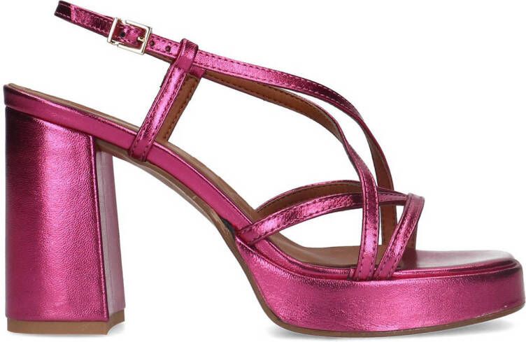 Sacha Dames Roze metallic sandalen met hak