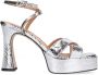 Sacha Dames Zilverkleurige metallic platform sandalen met hak - Thumbnail 1