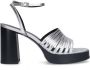 Sacha Dames Zilverkleurige metallic sandalen met hak - Thumbnail 1