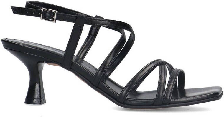 Sacha Dames Zilverkleurige metallic sandalen met trechterhak