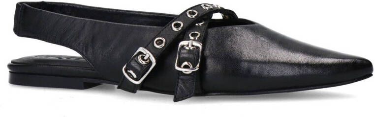 Sacha Dames Zwarte leren slingbacks met buckles