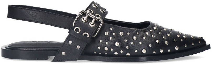 Sacha Dames Zwarte leren slingbacks met studs en gesp