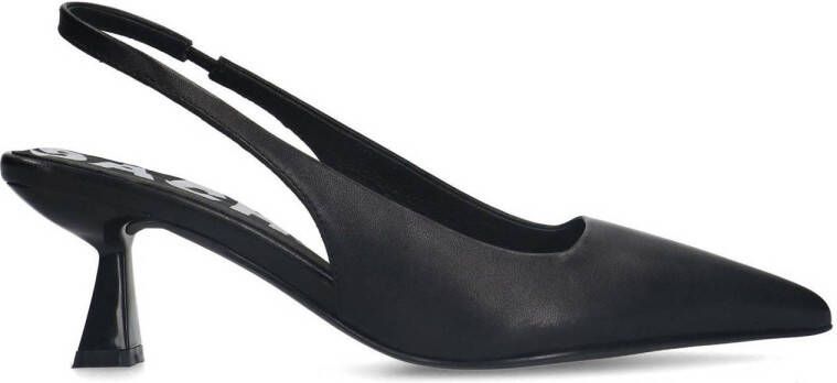 Sacha Dames Zwarte leren slingback pumps