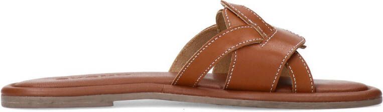 Sacha Dames Cognac leren slippers