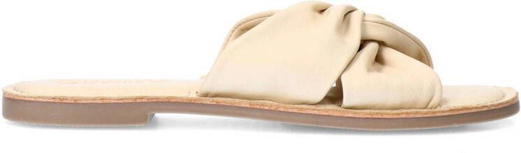 Sacha Dames Off white leren slippers met knoop detail