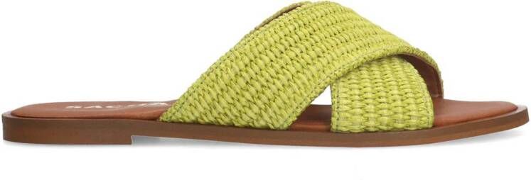 Sacha Dames Lime slippers met gekruiste bandjes