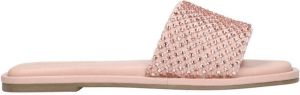 Sacha Dames Roze leren slippers met strass band
