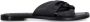 Sacha Dames Zwarte leren slippers met knoop detail - Thumbnail 1