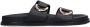 Sacha Dames Zwarte leren slippers met goudkleurige details - Thumbnail 1